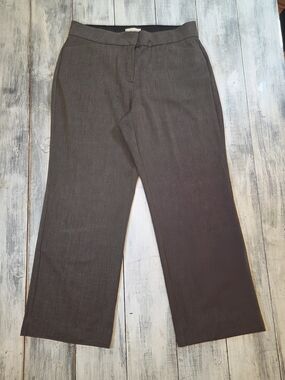 Dana Buchman Women's Dark Gray Micro Houndstooth Straight-Leg Trousers sz 12